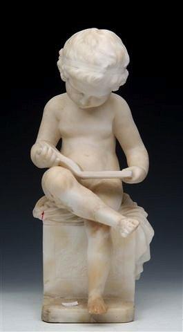 Appraisal: AFTER ANTONIO CANOVAAn alabaster model of a seated child reading