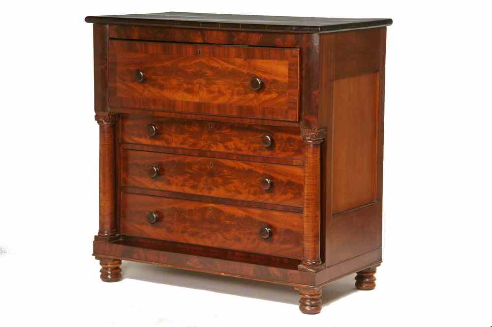 Appraisal: EMPIRE MAHOGANY BUTLER'S DESK - Butler's Desk with flame mahogany