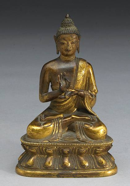 Appraisal: A Tibetan gilt copper-alloy figure of a Buddha th th