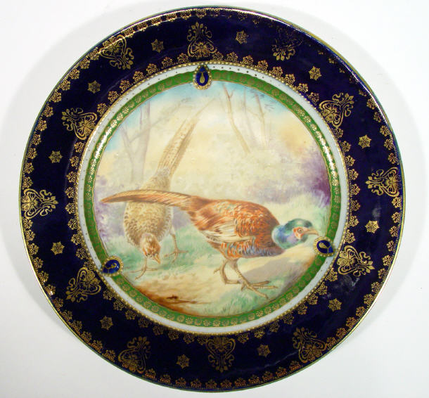 Appraisal: Dresden porcelain plate transfer printed with game birds in a