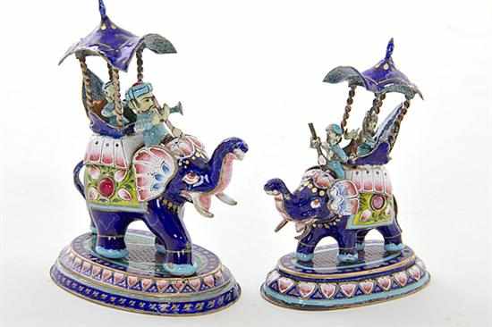 Appraisal: Elaborate Indian painted and enameled metal figural chess set probably