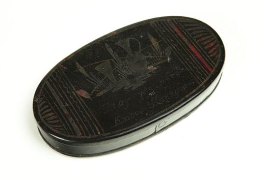 Appraisal: TOLE BOX American mid th century tin Low oval box