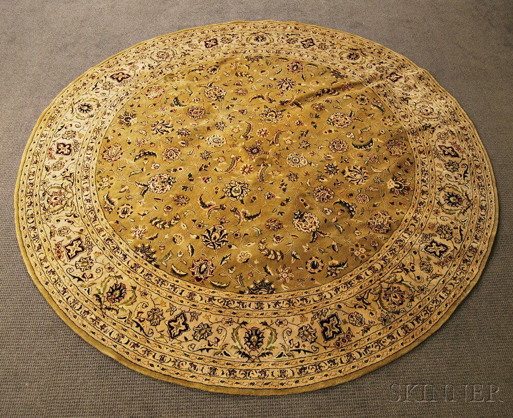 Appraisal: Persian-style Oval Carpet China contemporary silk highlights some staining ft