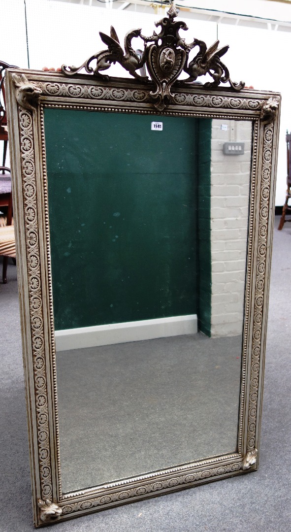 Appraisal: An early th century grey painted rectangular wall mirror with