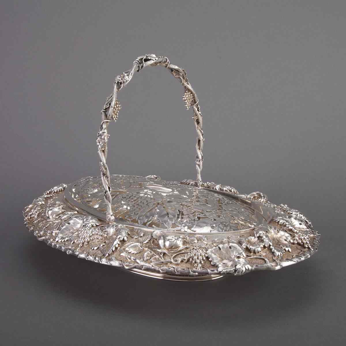 Appraisal: Portuguese Silver Oval Basket Oporto c with pierced cover Length