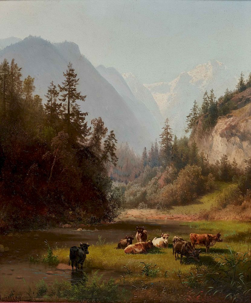 Appraisal: HERMAN OTTOMAR HERZOG American German - Cows in the Valley