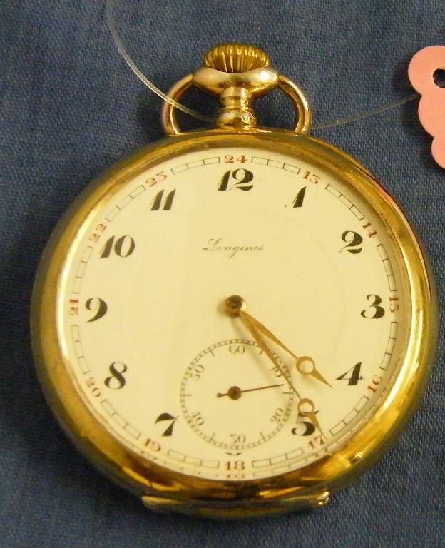 Appraisal: Longines gilt white metal lever pocket watch gilt jewelled movement