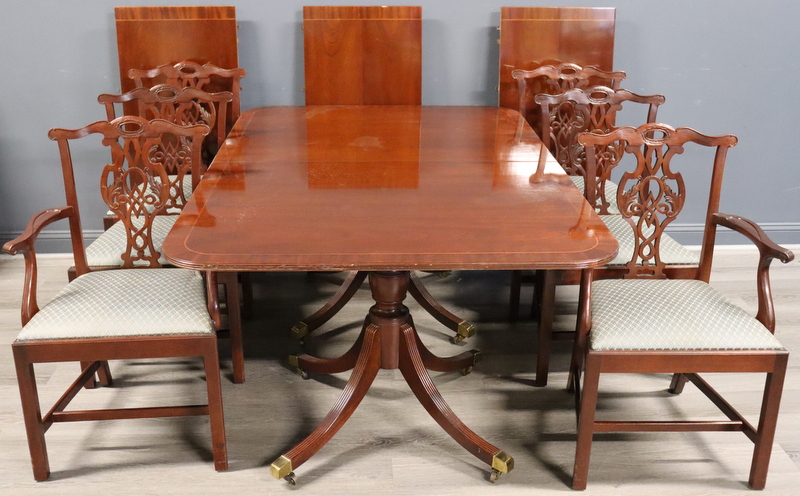 Appraisal: BAKER HISTORICAL CHARLESTOWN MAHOGANY DINING SET Great set with Chippendale