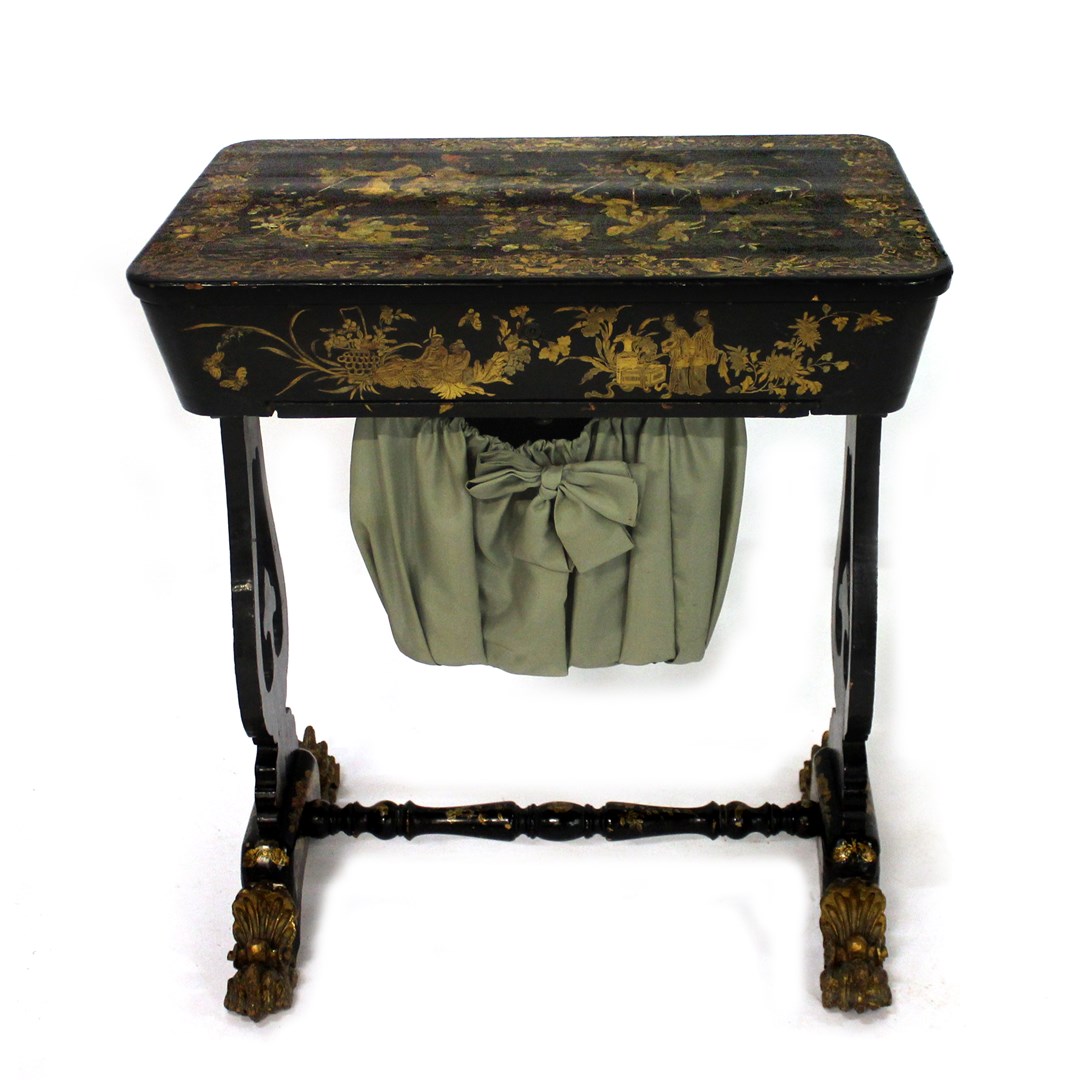 Appraisal: An early th century black lacquer chinoiserie decorated serving table