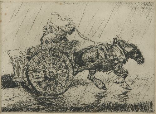 Appraisal: After EDMUND BLAMPIED - DRIVING HOME IN THE RAIN Lithograph