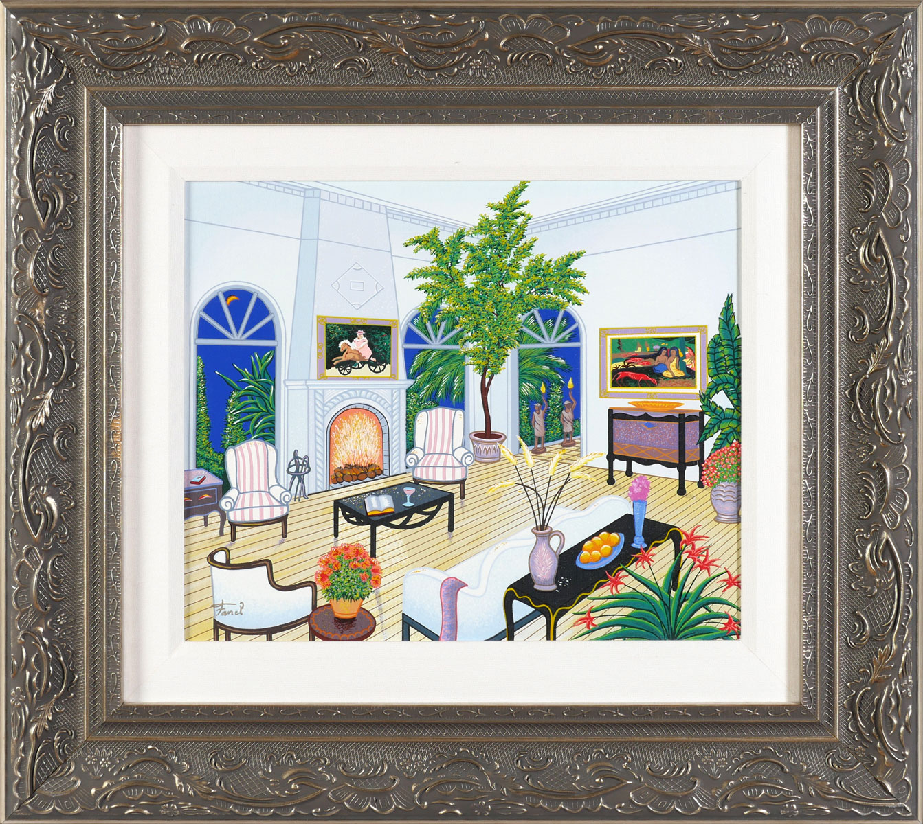 Appraisal: LEDAN Fanch French - ''Interior with Monet and Gauguin'' Giclee