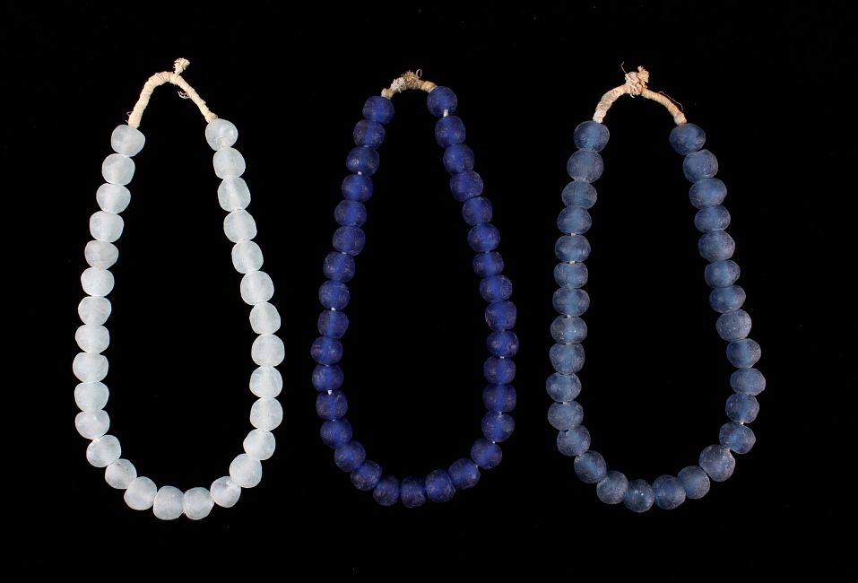 Appraisal: Blue Sea Glass Bead Necklaces Circa Early 's For your