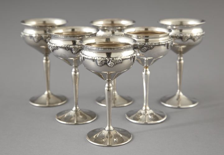 Appraisal: Set of Six Silverplated Nickel Silver Wine Goblets by the