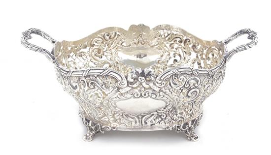 Appraisal: Sterling pierced centerbowl stand double-handled and footed Rococo design marked