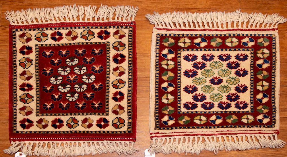 Appraisal: Two Similar Turkish Konya Rugs x hand knotted wool foundation