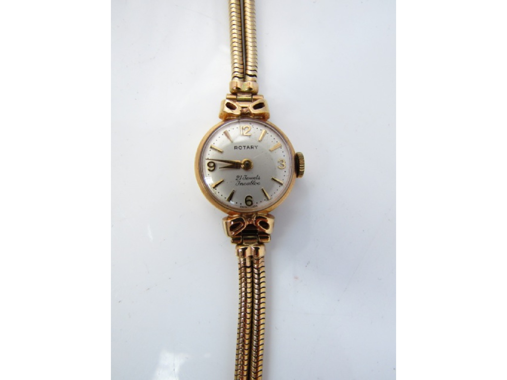 Appraisal: A lady's ct gold wristwatch Rotary the silvered dial with