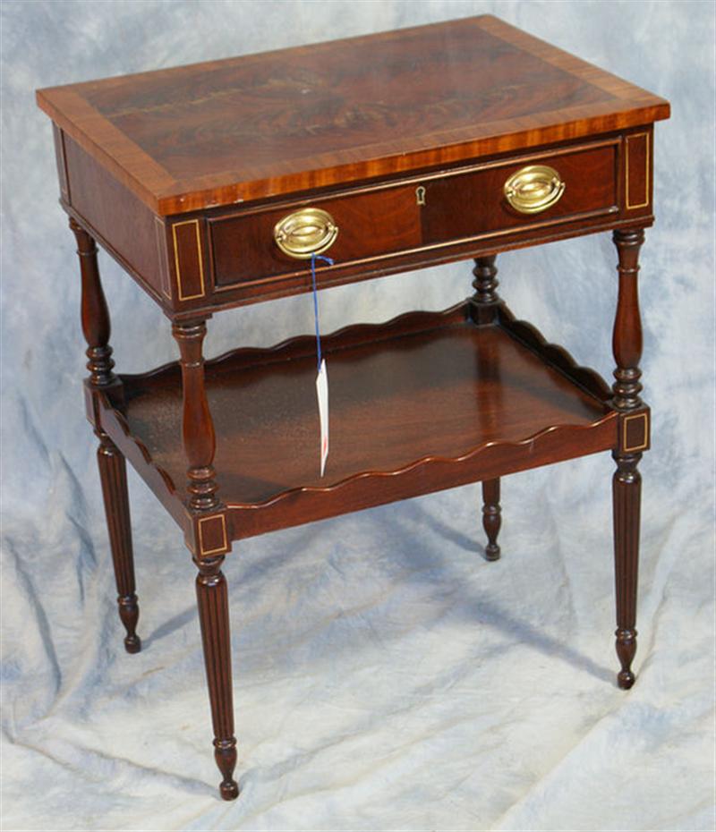 Appraisal: Inlaid and banded Sheraton style one drawer stand by Hickory