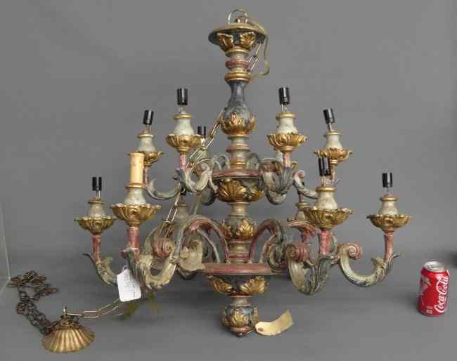 Appraisal: Polychrome painted Toad Hall Cooperstown N Y chandelier Approx ''