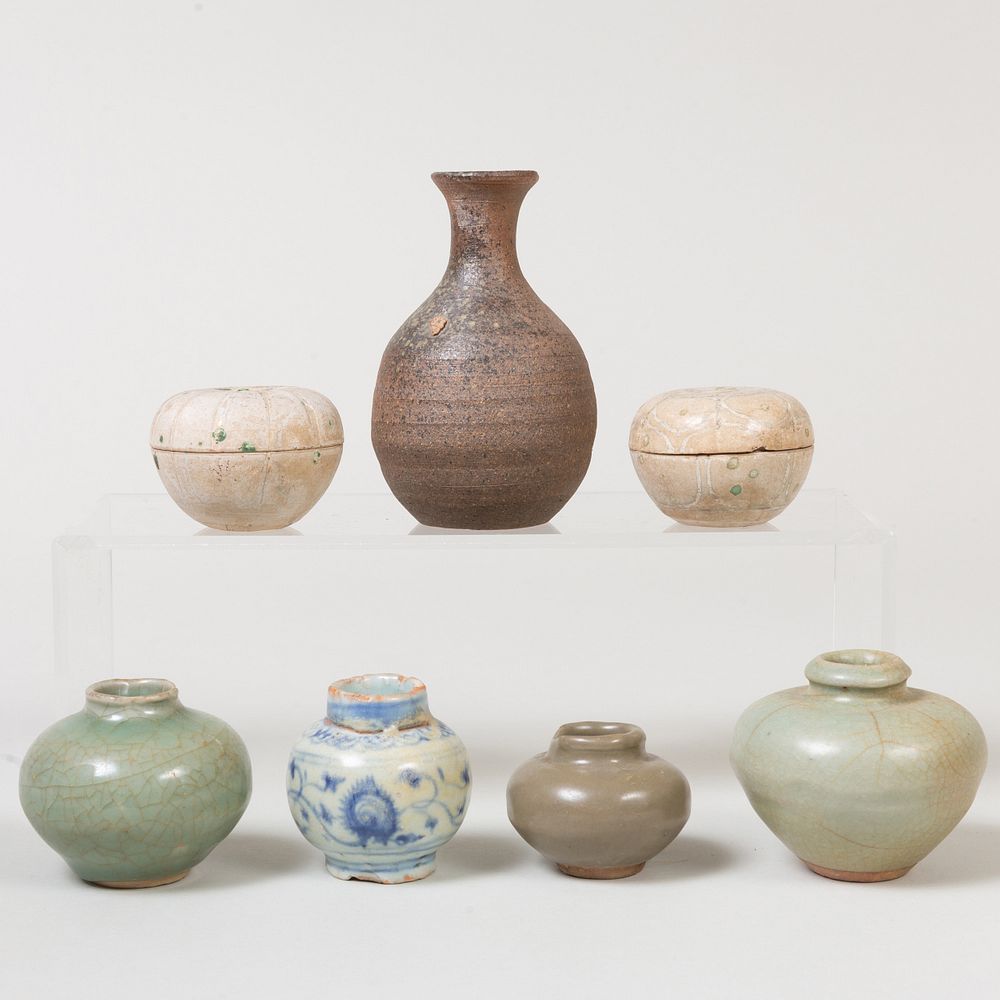 Appraisal: Group of Chinese Porcelain Vessels Comprising Three celadon glazed jarlets