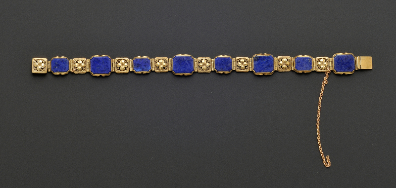 Appraisal: Arts Crafts kt Gold and Lapis Bracelet attributed to Edward