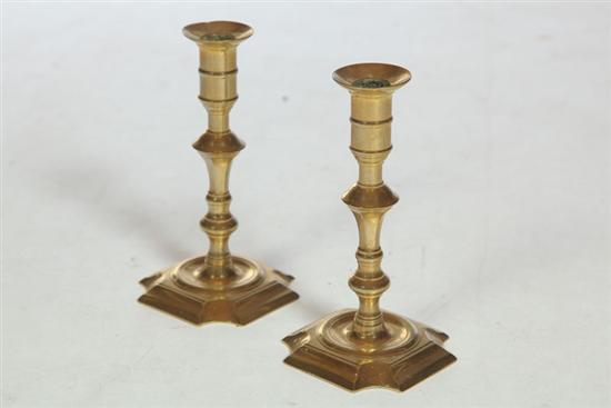 Appraisal: PAIR OF BRASS CANDLESTICKS European mid th century Seamed construction