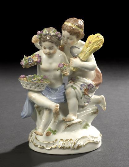 Appraisal: Meissen Porcelain Allegorical Figural Group of Summer and Autumn second