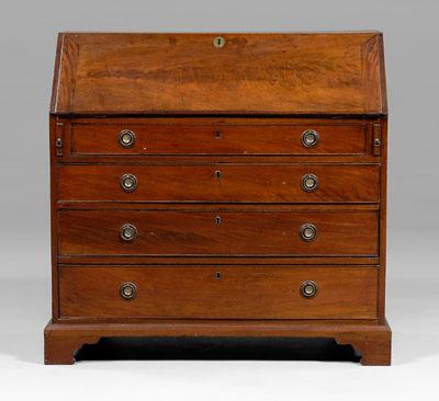 Appraisal: Chippendale mahogany slant-front desk figured mahogany fitted interior with blind-fretwork