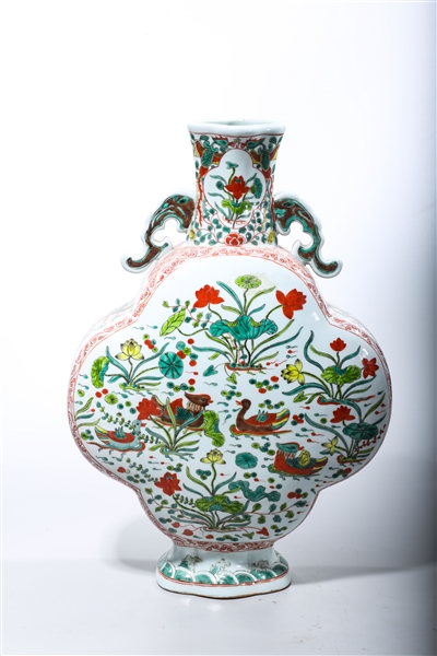 Appraisal: Chinese enameled porcelain flask with floral and dragon design x