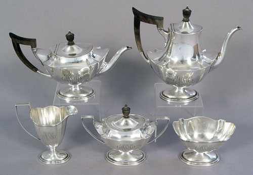 Appraisal: PIECE GORHAM PLYMOUTH STERLING TEA SET In the large Plymouth