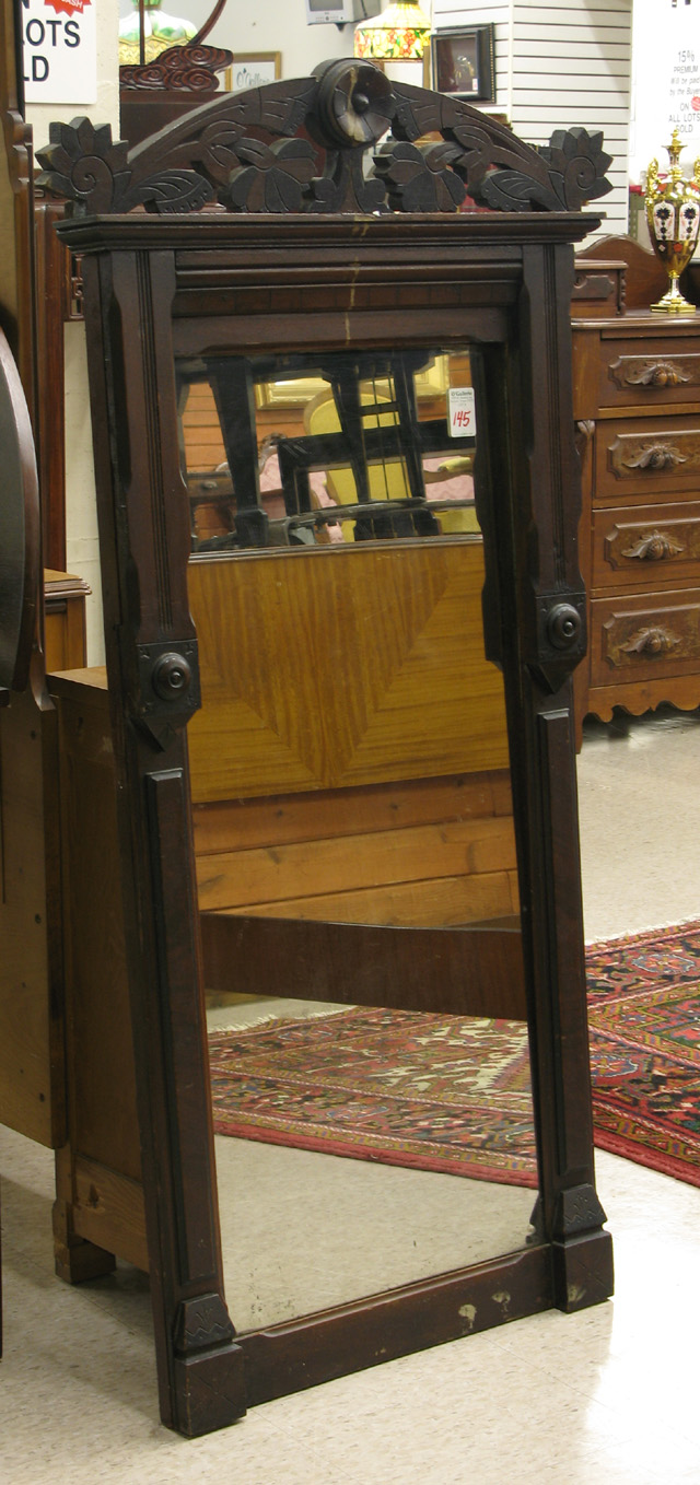 Appraisal: VICTORIAN WALNUT FRAMED CONSOLE TABLE MIRROR Eastlake influence American last