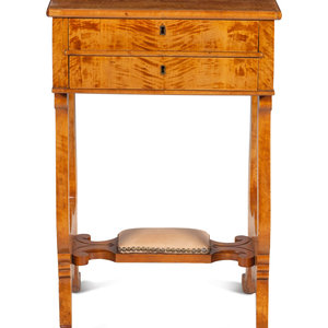 Appraisal: A Northern European Satin-Birch Work Table Probably German Circa Height