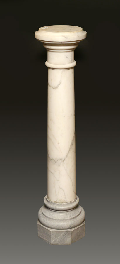 Appraisal: VARIEGATED WHITE MARBLE PEDESTAL In sections grey base appears to