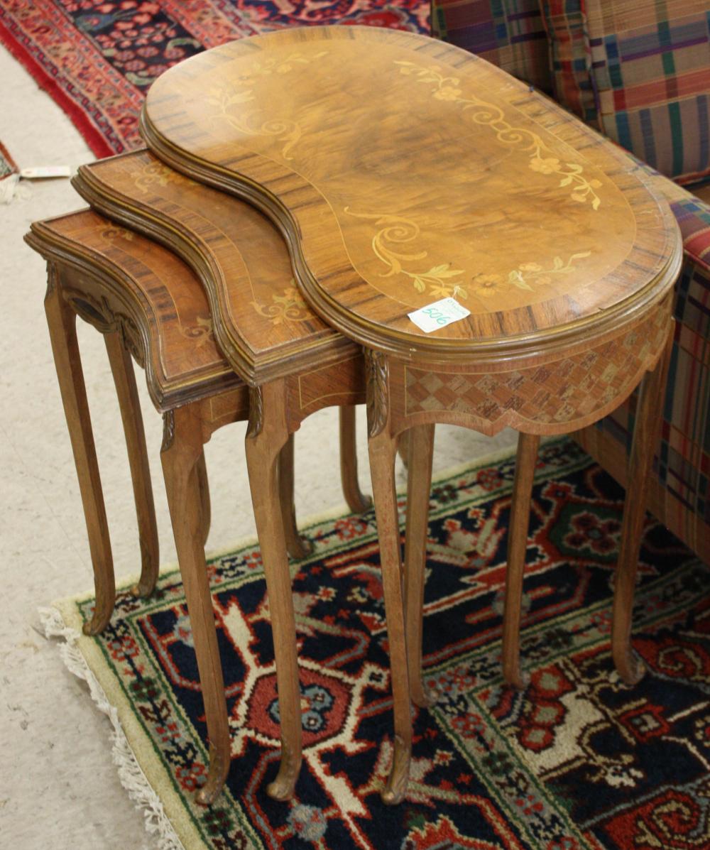 Appraisal: LOUIS XV STYLE NESTING TABLE SET American mid- th century