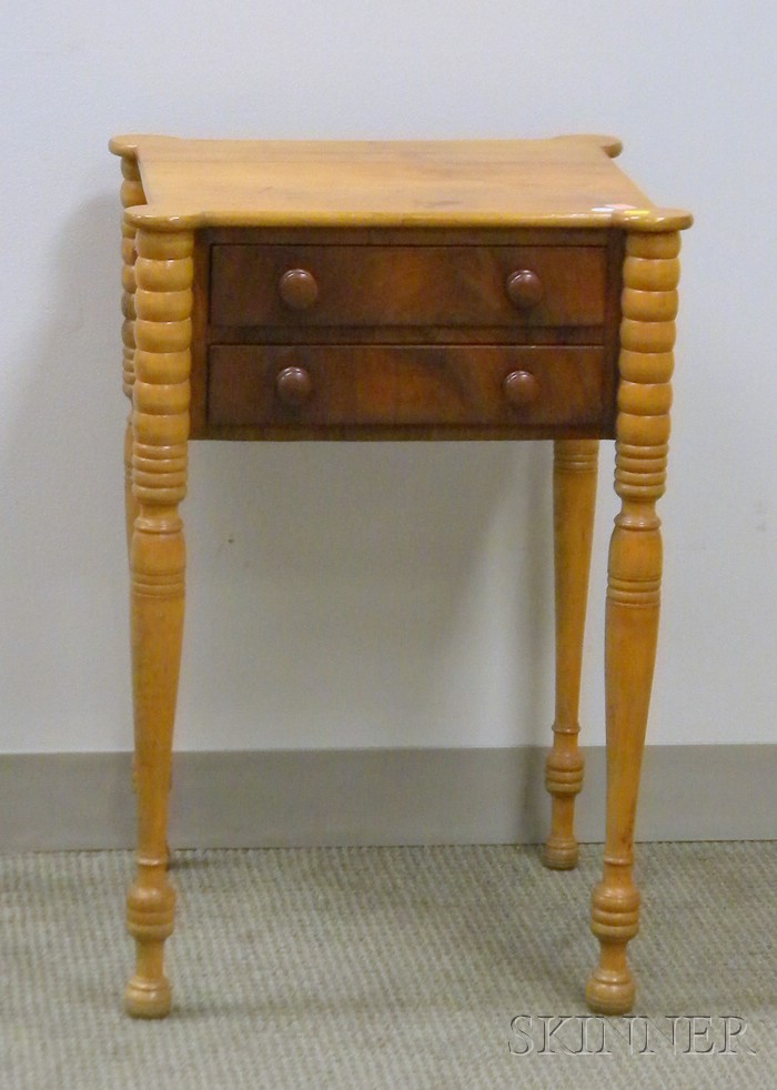 Appraisal: Late Federal Maple and Mahogany Veneer Two-Drawer Stand