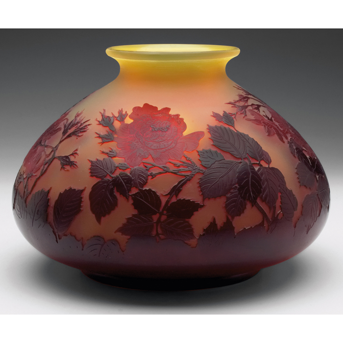 Appraisal: Fine Galle vase the broad shape provides ample space for