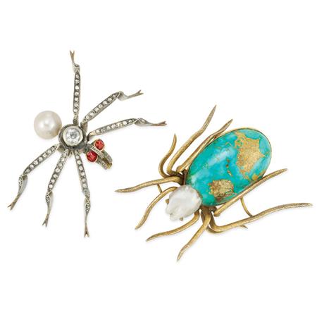 Appraisal: Two Antique Spider Brooches Estimate -