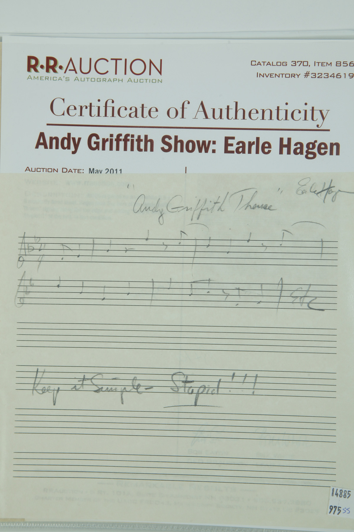 Appraisal: COLLECTION OF AUTOGRAPHS FROM TELEVISION COMPOSERS Twentieth century Collection includes