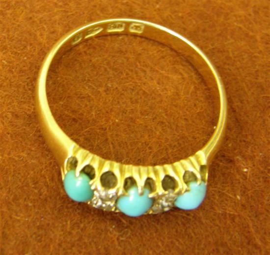 Appraisal: Edwardian turquoise and diamond ring