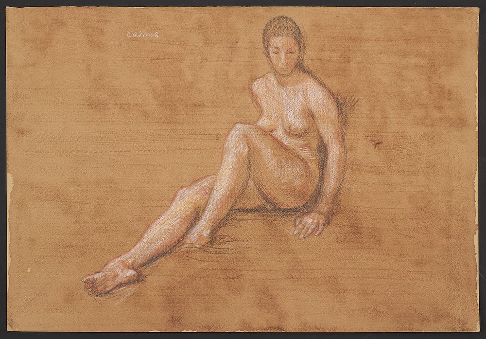 Appraisal: Paul Cadmus Seated Female Nude Watercolor Crayon on Paper Paul