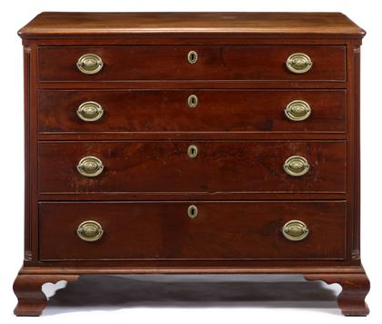 Appraisal: Chippendale figured mahogany four drawer chestphiladelphia pa circa