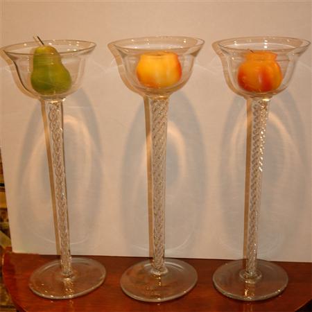 Appraisal: Set of Three Glass Candle Holders Estimate -