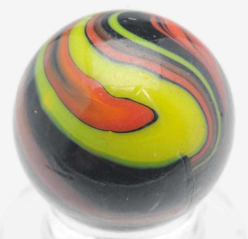 Appraisal: Christensen Agate Striped Opaque Marble Black opaque base with bright