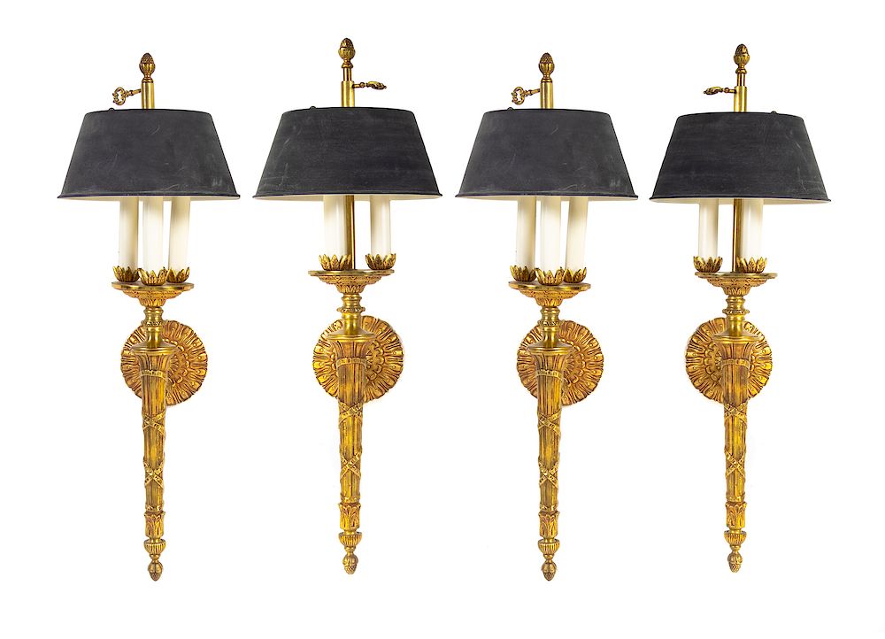 Appraisal: A Set of Four Gilt Bronze Sconces A Set of