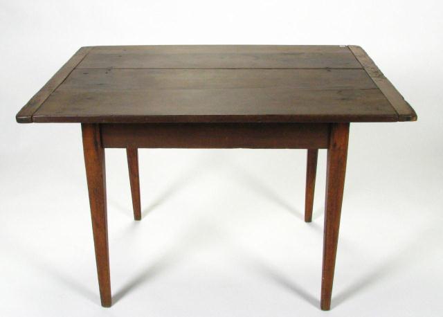 Appraisal: Primitive French work table fruitwood top inches tall w x