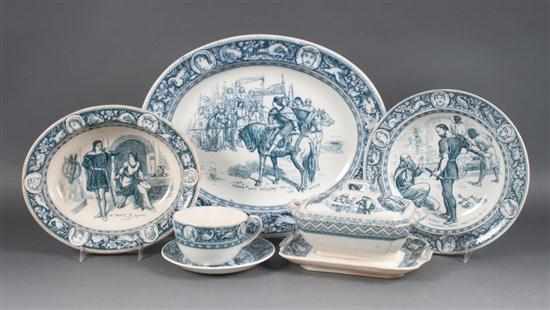 Appraisal: Wedgwood transfer decorated china -piece assembled partial dinner service in