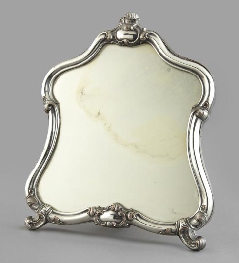 Appraisal: Good Continental Silverplate and Rock Maple Dressing Table Mirror third