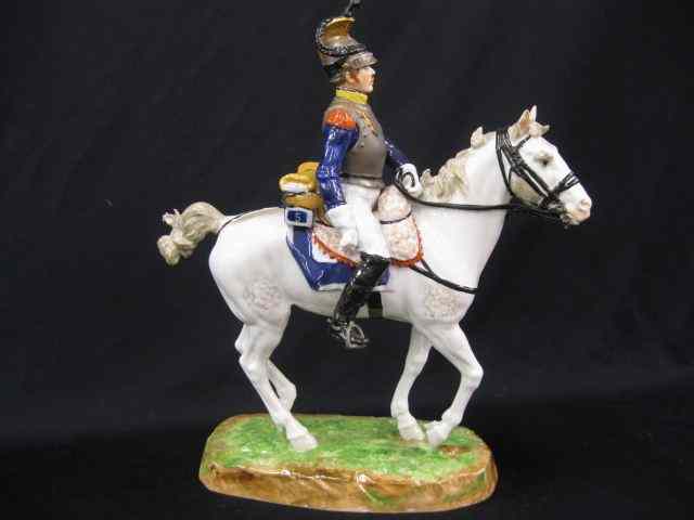 Appraisal: Dresden Porcelain Figurine of Militaryofficer on horseback '' tall excellent