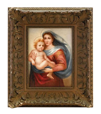 Appraisal: Continental porcelain plaque sistine madonna after raphael The rectangular plaque