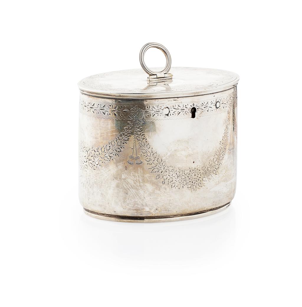 Appraisal: A George III silver tea caddy Andrew Fogelberg and Stephen