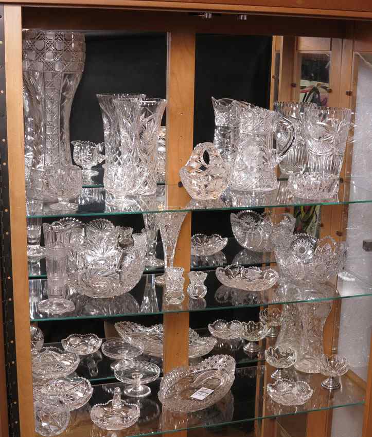 Appraisal: LARGE COLLECTION OF CUT GLASS pieces of mostly American Brilliant